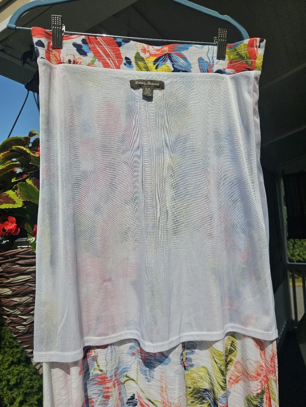Tommy Bahama Floral Print Maxi Skirt with Drawstring Waist - White Multi 40in